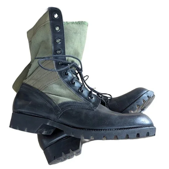 Vintage Men's Military Issue Green/Black Combat Boots - Size 8 - Picture 3 of 11